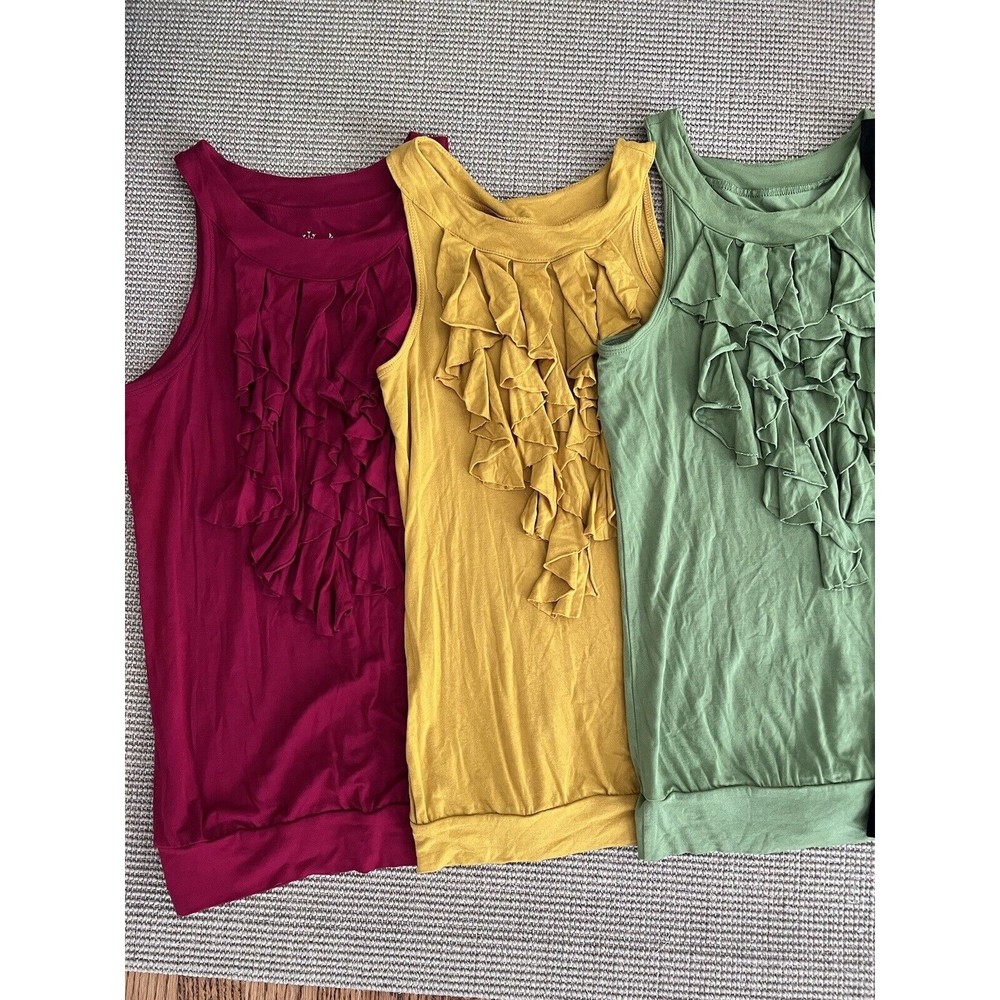 7 Anthropologie J Crew Sleeveless Short Sleeve Ruffle Top T Shirt Lot S 2 4 6 - Picture 2 of 11